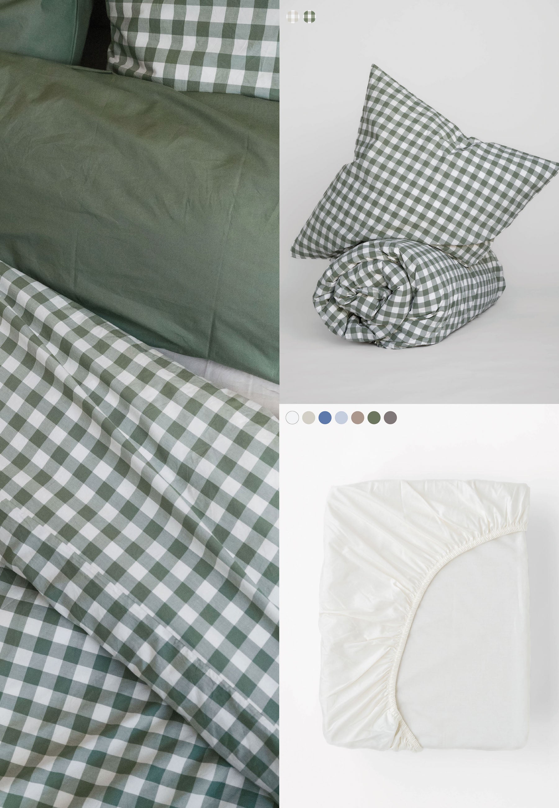 Set Bettwäsche MAJULI Check + Perkal Spannbetttuch KASOL