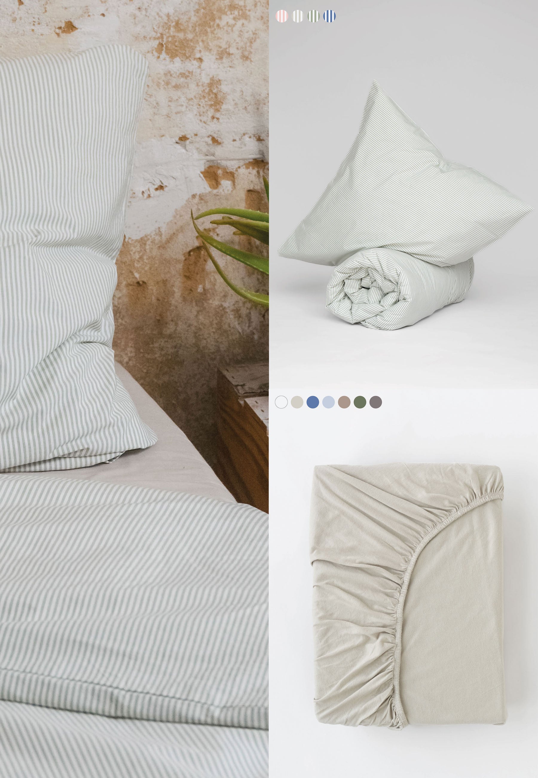 Bundle Majuli Stripes Bettwäsche Set + Kasol Spannbetttuch