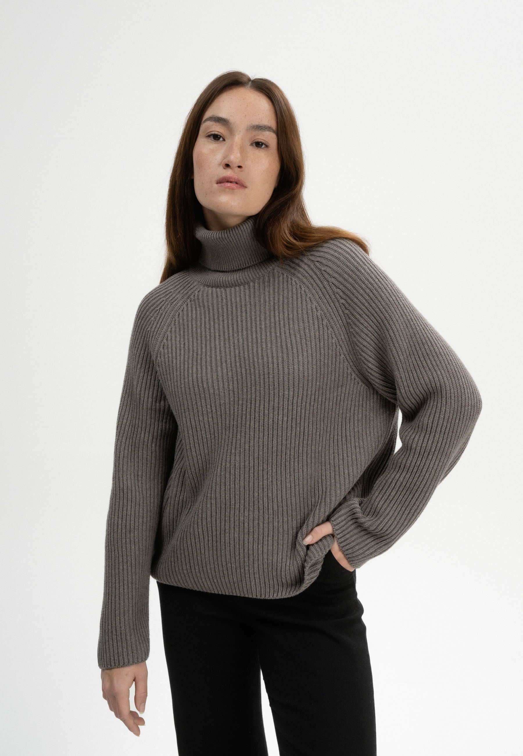 Women's rib knit turtleneck sweater CHIRHA
