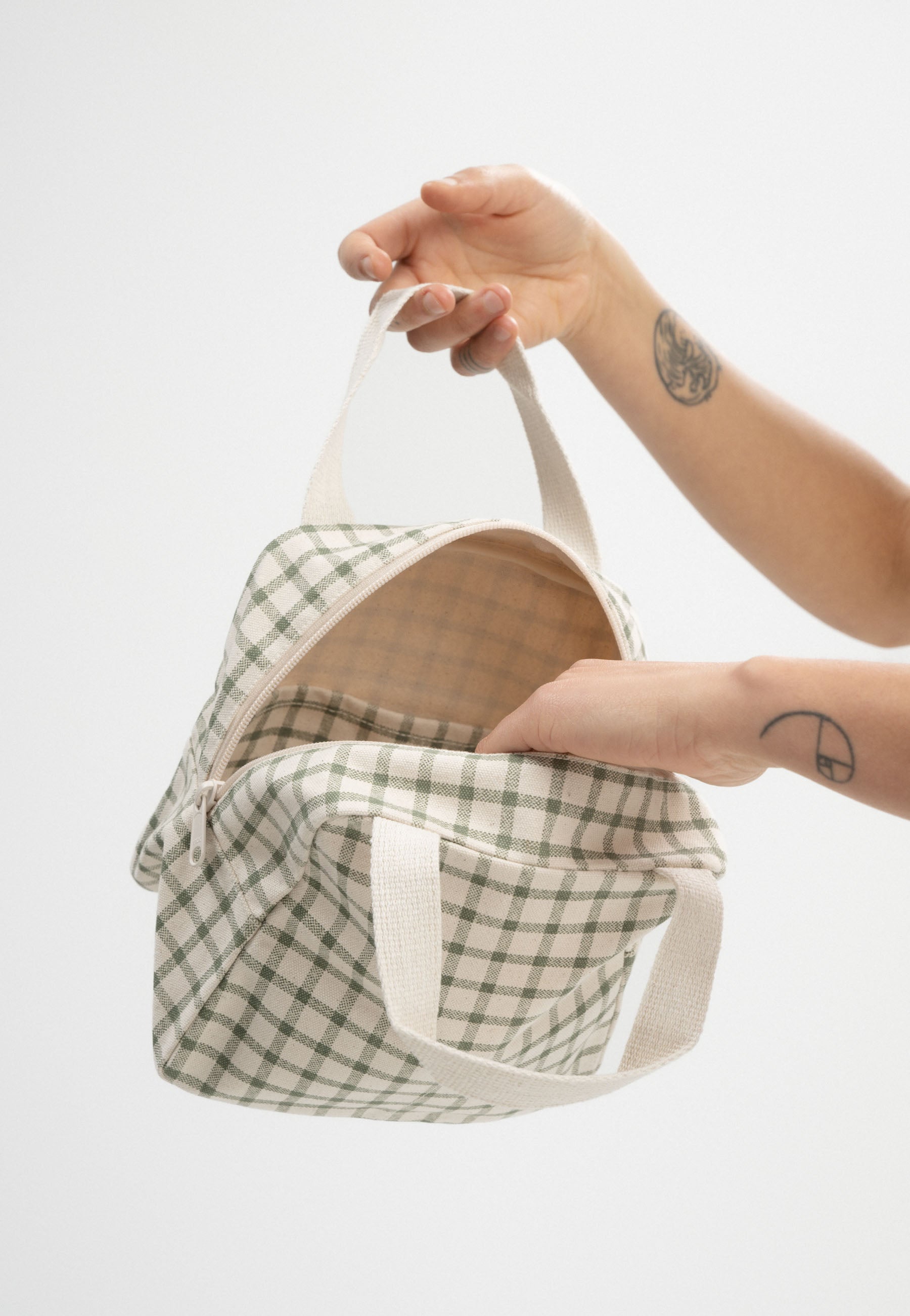 #Farbe_greige / green grid print