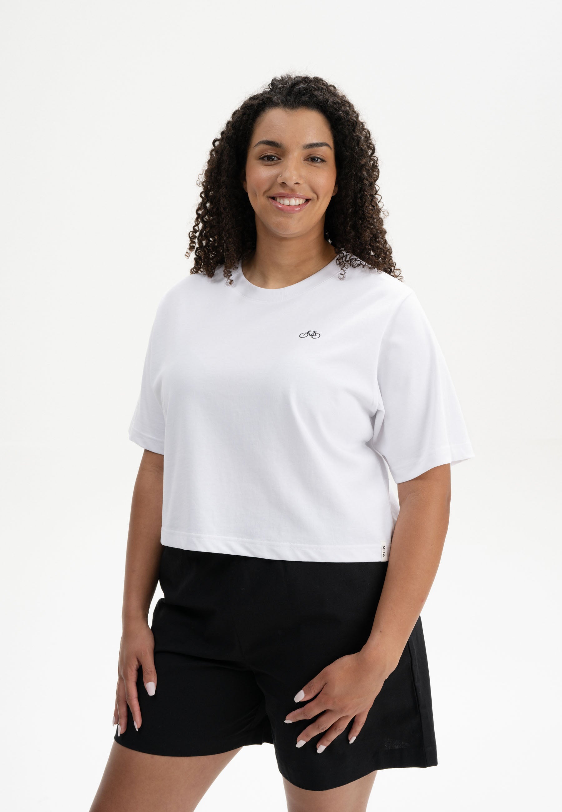 Cropped T-Shirt schwer JOSHNA Stickerei