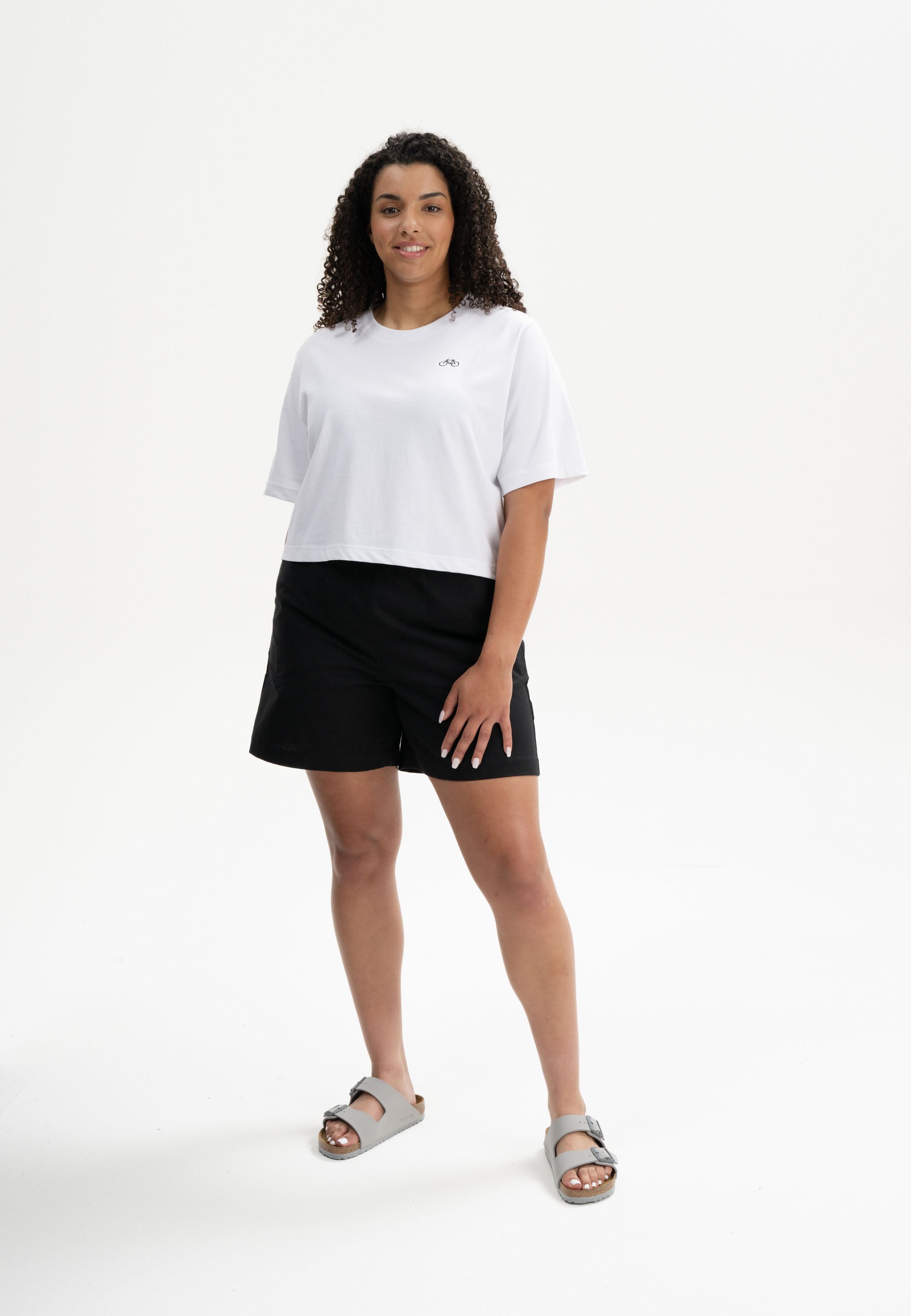 Cropped T-Shirt schwer JOSHNA Stickerei