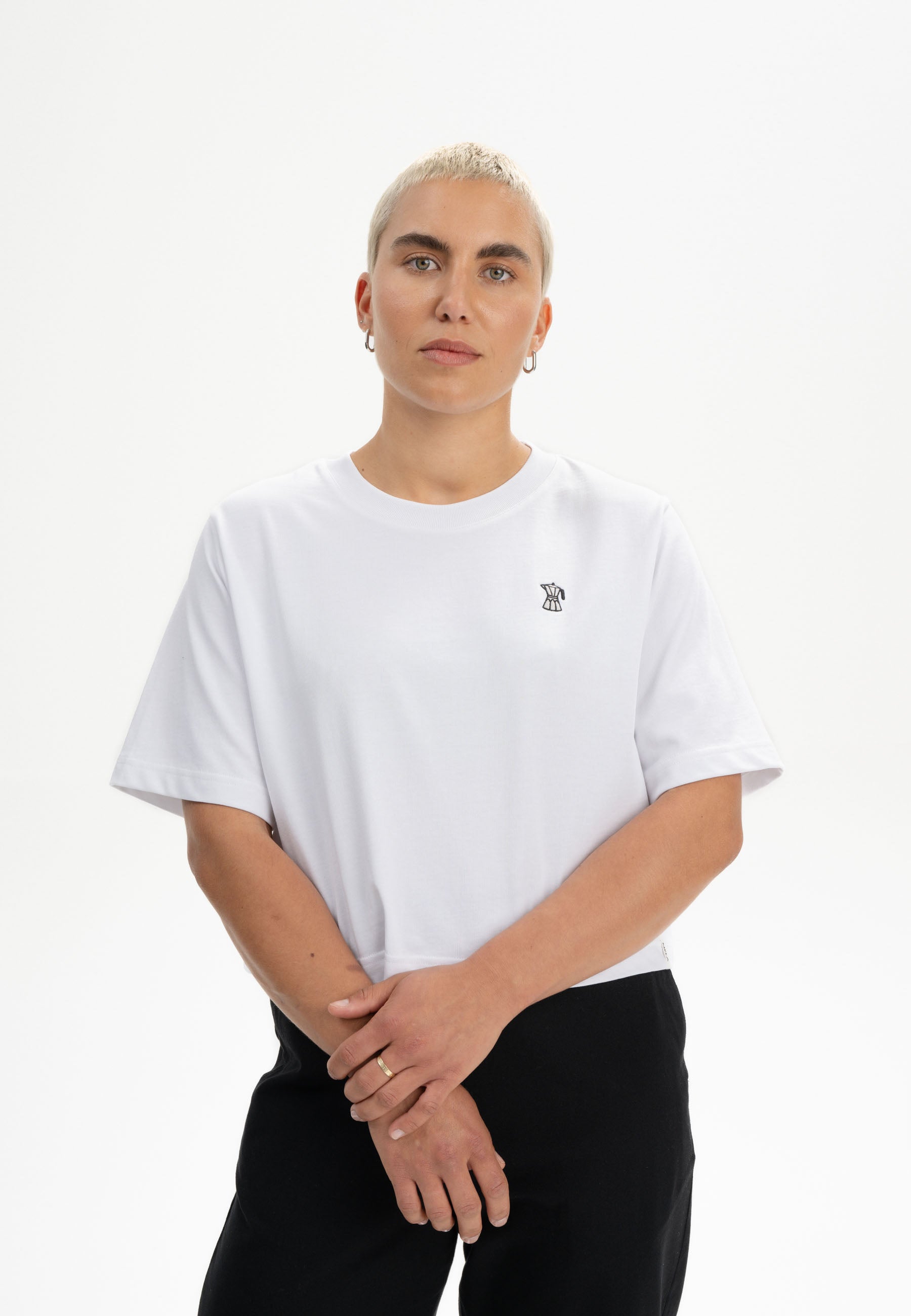 Cropped T-Shirt schwer JOSHNA Stickerei