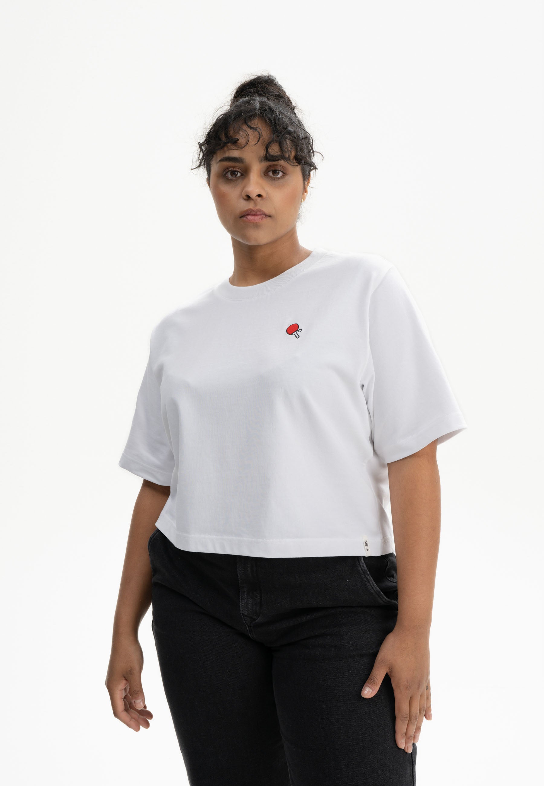 Cropped T-Shirt schwer JOSHNA Stickerei