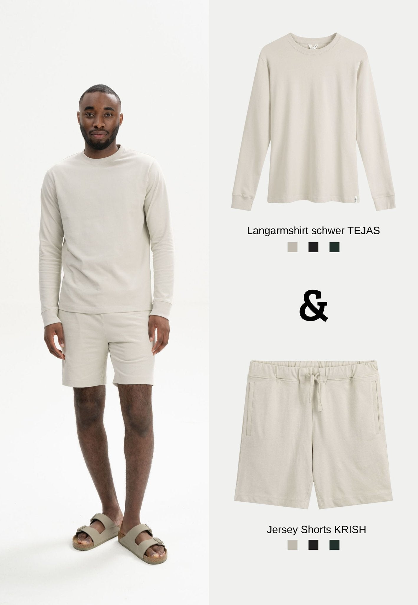 Bundle Langarmshirt Style TEJAS + Jersey Shorts KRISH