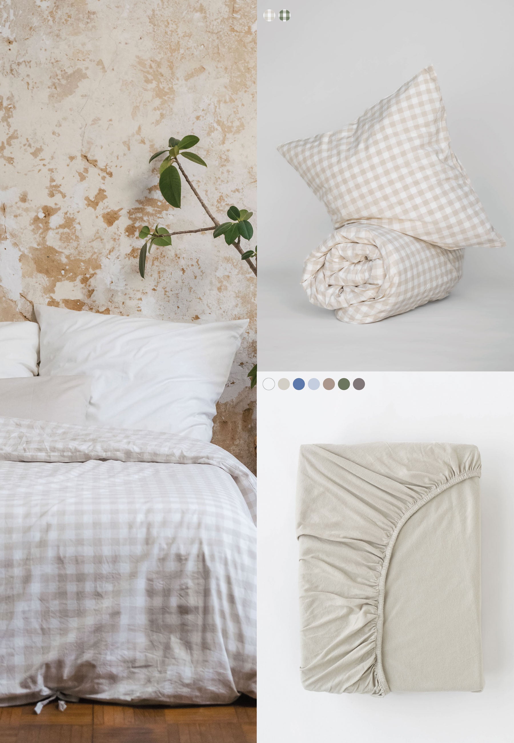 Set bed linen MAJULI Check + Jersey fitted sheet PAMBAN